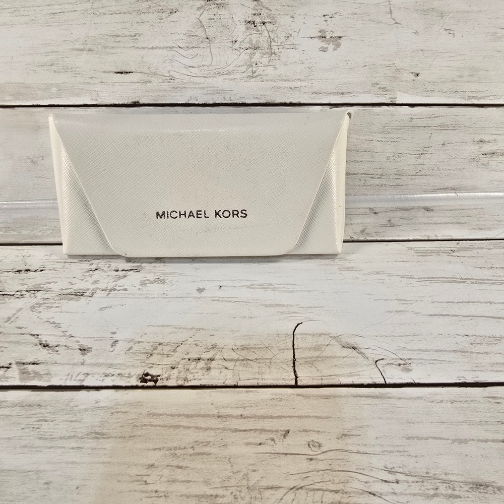 Michael‎ Kors White Saffiano Leather Sunglasses Case Envelope Hard Shell Logo